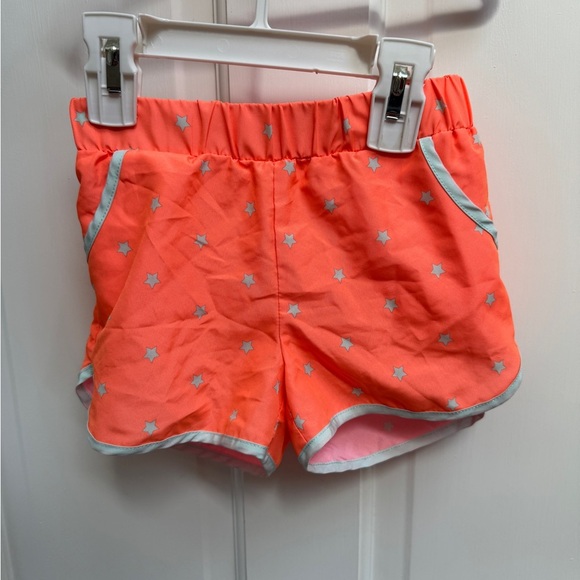 NWOT Okie Dokie 3T Girls Orange and Silver Star Elastic Waist Athletic Shorts - Picture 1 of 4
